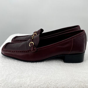 Etienne Aigner Women's Rain Dance Burgandy Leather Classic Loafers | Size 7.5N